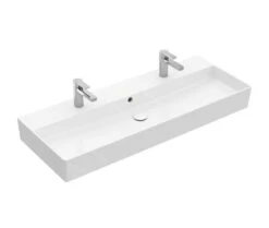 Villeroy & Boch Memento 2.0 - Schrank-Doppelwaschbecken 1200x470 Mm, Mit Überlauf, 2 Hahnlöchern, Alpinweiß 4A22CK01