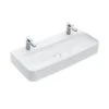 Villeroy & Boch Finion - Doppelwaschbecken Bez, Ohne Überlauf, 470 Mm, Hahnlöchern, CeramicPlus, Alpinweiß 4168A1R1