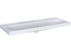 Geberit Acanto - Waschtisch, 1200x482 Mm, Mit Überlauf, 2 Hahnlöcher, KeraTec, Weiß 501.880.00.2