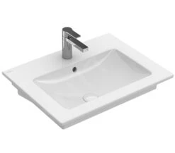 Villeroy & Boch Venticello - Waschbecken, 600x500 Mm, Mit Überlauf, Mit Hahnloch, CeramicPlus, Alpinweiß 412460R1