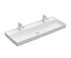 Villeroy & Boch Collaro - Möbelwaschtisch, 1200x470 Mm, Ohne Überlauf, 2 Hahnlöchern, Alpinweiß 4A33C101