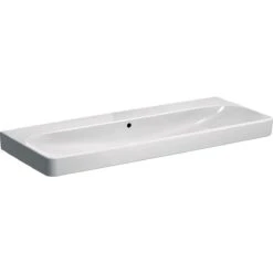 Geberit Smyle Square - Doppelwaschtisch 1200x480 Mm, Mit Überlauf, Ohne Hahnloch, Weiß 500.225.01.1