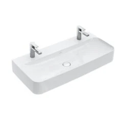 Villeroy & Boch Finion - Doppelwaschbecken Ohne Überlauf, 1000x470 Mm, Mit CeramicPlus, Alpinweiß 41681LR1