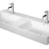 Duravit DuraSquare - Doppelwaschbecken 1200x470 Mm, Mit 2 Hahnlöcher, DuraCeram, Alpinweiß 2353120041