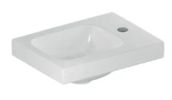 Geberit ICon - Handwaschbecken 380x280x130 Mm, Ohne Überlauf, 1 Hahnloch Rechts, KaraTect, Weiß 501.830.00.2