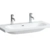 Laufen Lua - Doppelmöbelwaschtisch 46x100 Cm, Mit Überlauf, 2 Hahnlöcher, LCC, Weiß H8100894001071