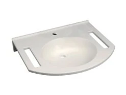 Geberit Publica - Barrierefreier Waschtisch 600x550x115 Mm, Ohne Überlauf, Hahnloch, Alpinweiß 402160016