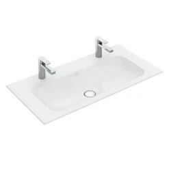 Villeroy & Boch Finion - Doppelwaschbecken Ohne Überlauf, 1000x470 Mm, Mit CeramicPlus, Alpinweiß 4164A1R1
