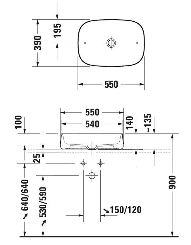 Duravit Zencha - Aufsatzwaschtisch 550x390 Mm, Ohne Überlauf, DuraCeram, Weiß 2373550079 2 Duravit Zencha - Aufsatzwaschtisch 550x390 Mm, Ohne Überlauf, DuraCeram, Weiß 2373550079 – Bild 2