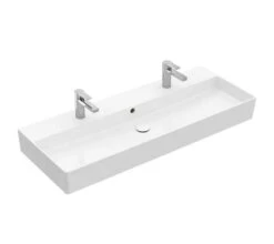 Villeroy & Boch Memento 2.0 - Doppelwaschbecken 1200x470 Mm, Mit Überlauf, 2 Hahnlöchern, Alpinweiß 4A22C401