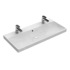 Villeroy & Boch Avento - Doppelmöbelwaschtisch 1000x470 Mm, Mit Überlauf, Mit Hahnlöchren, CeramicPlus, Stone White 4156A4RW