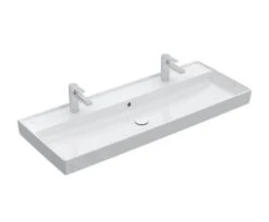 Villeroy & Boch Collaro - Möbelwaschtisch, 1200x470 Mm, Mit Überlauf, 2 Hahnlöchern, CeramicPlus, Alpinweiß 4A33C4R1