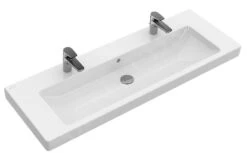 Villeroy & Boch Subway 2.0 - Möbelwaschtisch 1300x470 Mm, Mit Überlauf, Mit Hahnlöchern Für 2 Amaturen, Ceramicplus, Weiß 7176D2R1